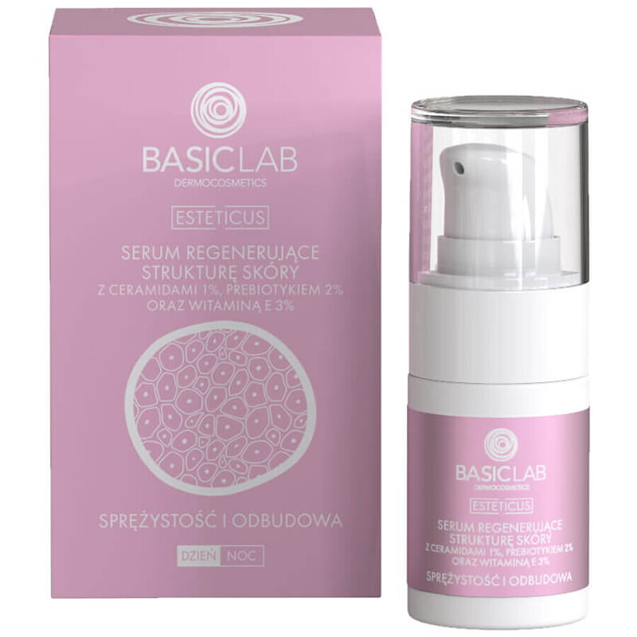 BasicLab Esteticus, Ser de regenerare a structurii pielii cu ceramide 1%, elasticitate și reconstrucție, 15 ml