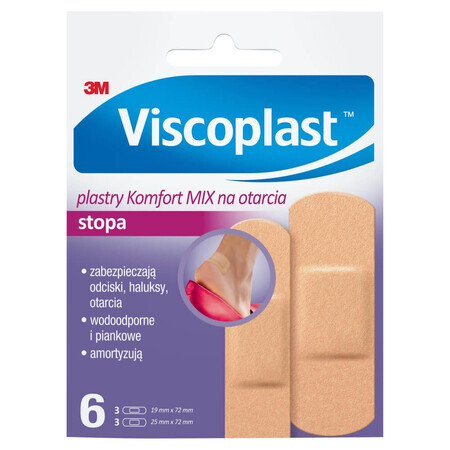 Viscoplast Foot, Comfort Mix Pflaster gegen Schürfwunden, 6 Stück
