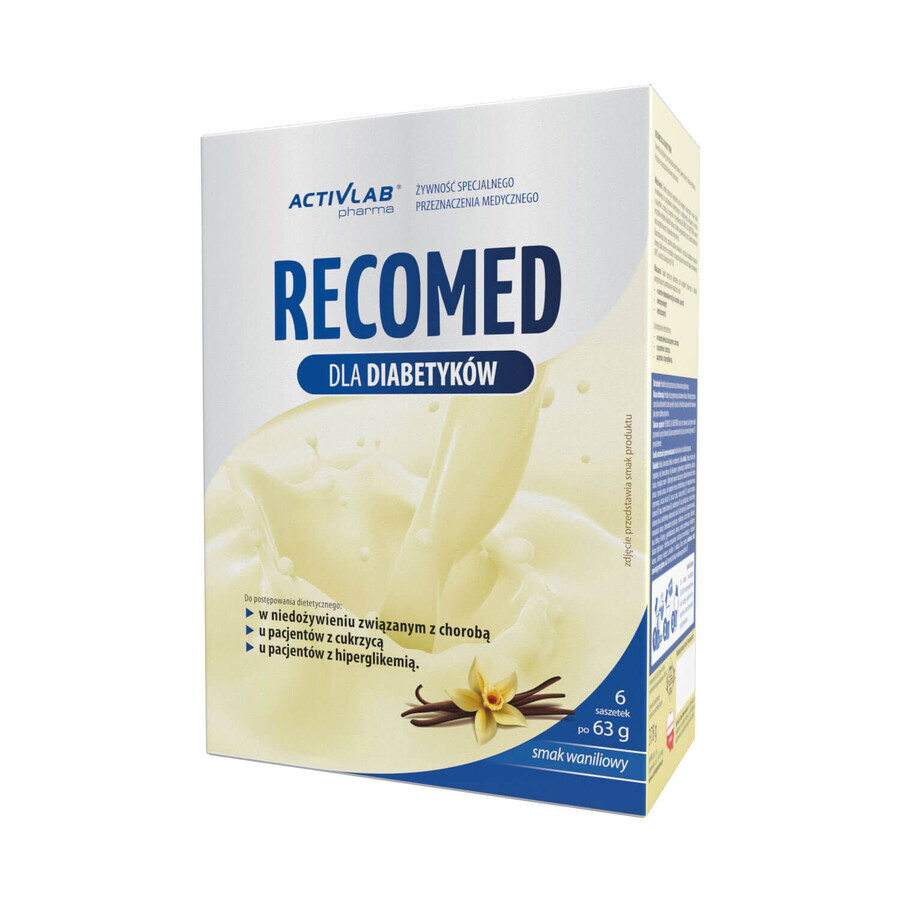 Activlab Pharma RecoMed für Diabetiker, Nährstoffpräparat, Vanillegeschmack, 63 g x 6 Beutel