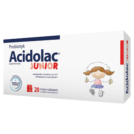 Acidolac Junior, for children from 3 years of age, strawberry flavor, 20 teddy bear tablets