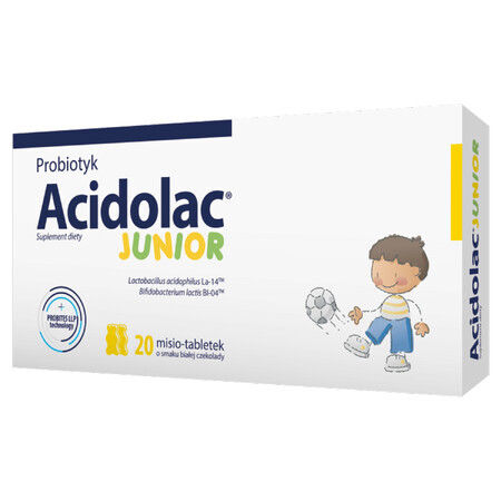 Acidolac Junior, for children from 3 years of age, white chocolate flavor, 20 teddy bear tablets