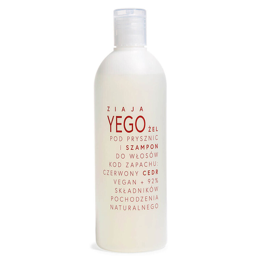 Ziaja Yego, gel douche et shampoing cheveux, cèdre rouge, 400 ml