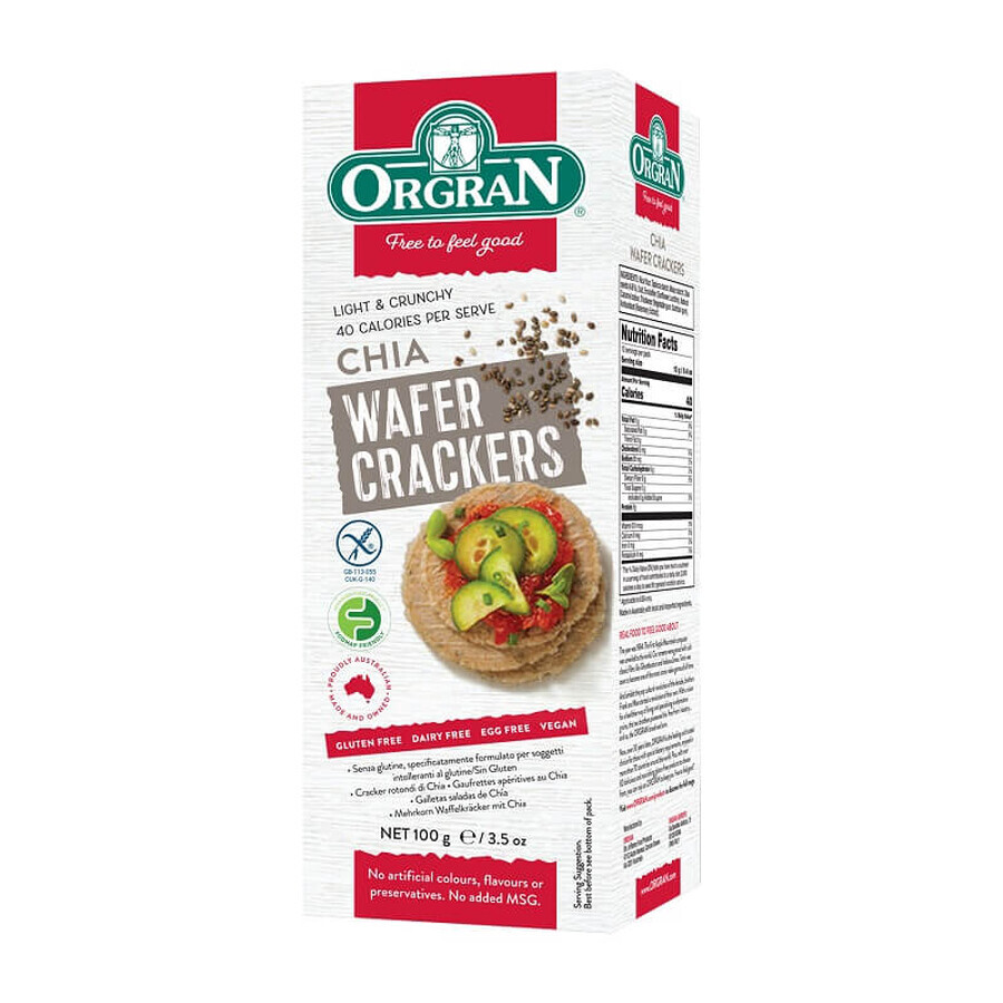 Crackers din chia, 100 g, Orgran