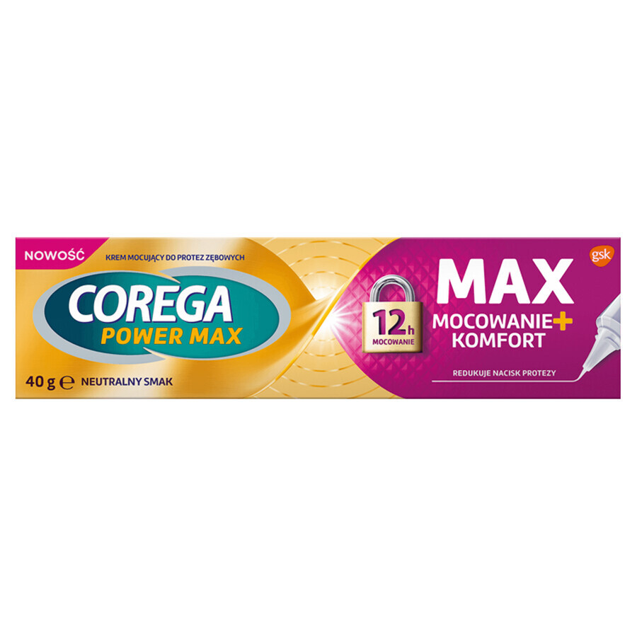Corega Power Max Befestigung + Komfort, Prothesencreme, 40g