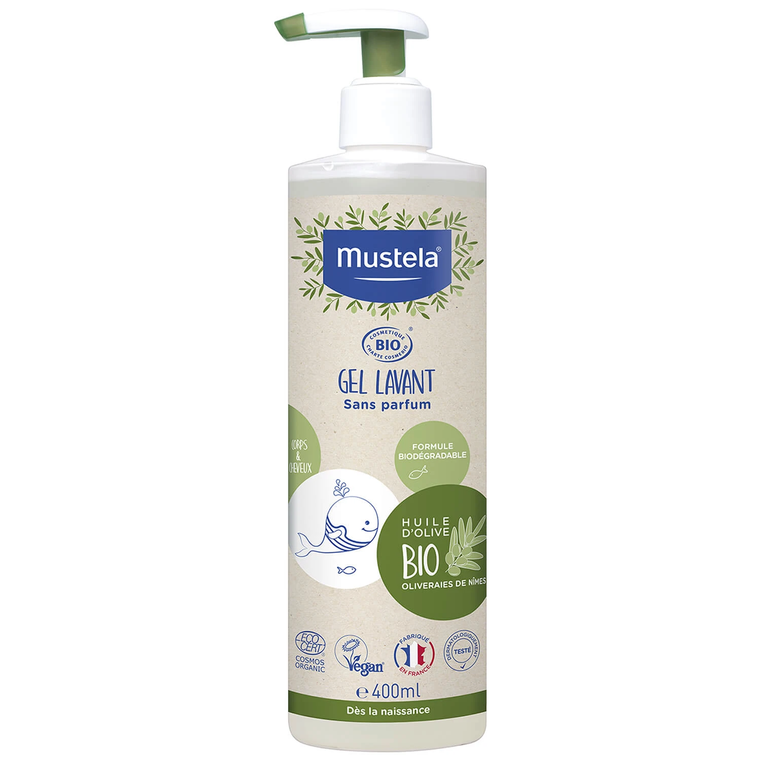Mustela BIO Reinigungsgel 400 ml – Sanfte Bio-Reinigung für zarte Babyhaut | Vegan amp; Parabenfrei | Ideal für die tägliche Pflege