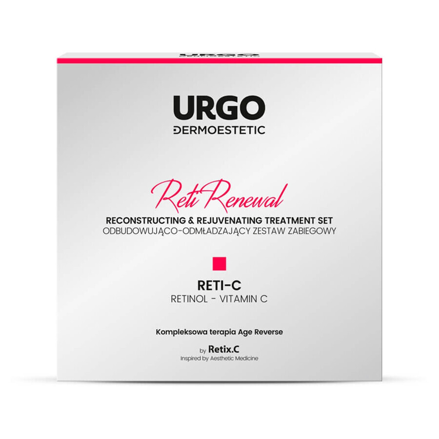 Urgo Dermoestetic Reti Renewal, set de reconstrucție și întinerire, cremă activatoare, 2 x 5 ml + mască de față, 4 x 3 ml + ser calmant-regenerator, 10 ml