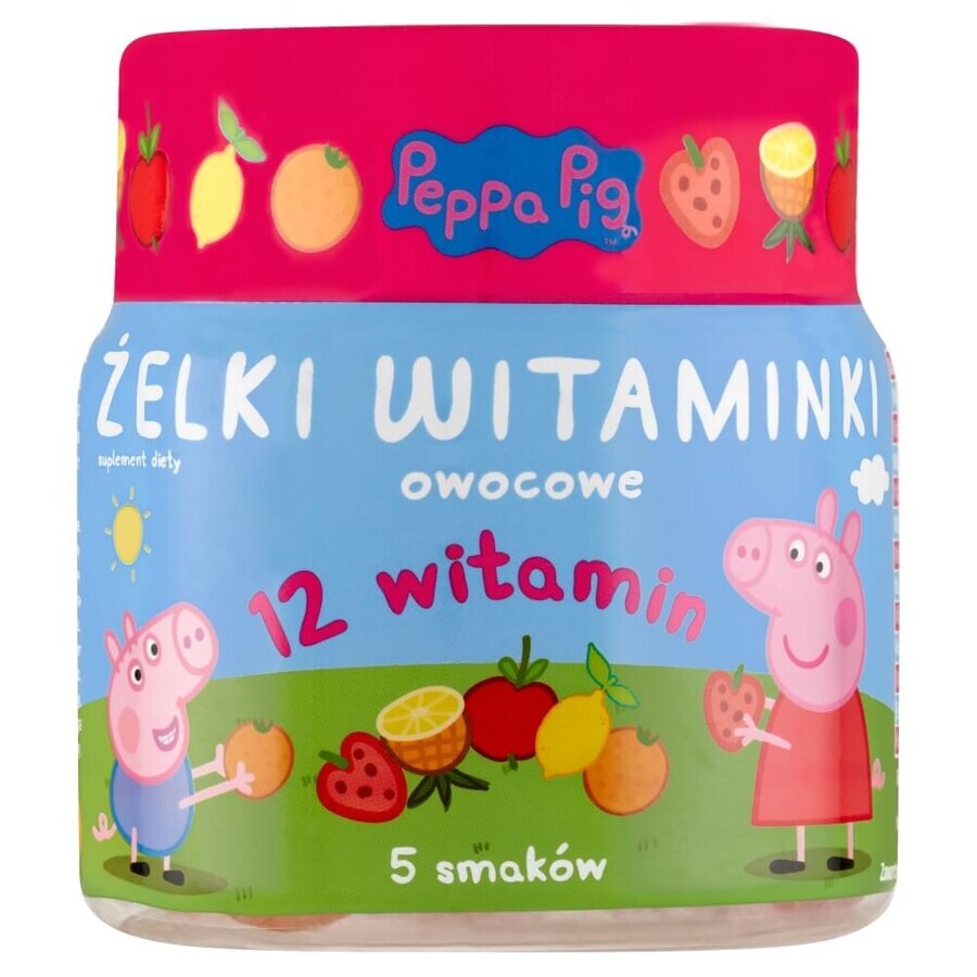 Vitamina Peppa Pig Jelly, aromă de fructe, de la 3 ani, 60 bucăți