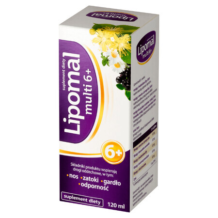 Lipomal Multi 6+, 120 ml - Vitaminreiches Multivitaminergänzungsmittel zur täglichen Unterstützung der Gesundheit und des Wohlbefindens.