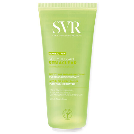 SVR Sebiaclear, gel mousse nettoyant, pores nettoyants, 200 ml