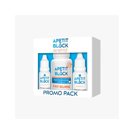 Pachet Apetit Block Sinetrol 30 capsule + 2 flacoane x 15 ml - pentru pierderea in greutate