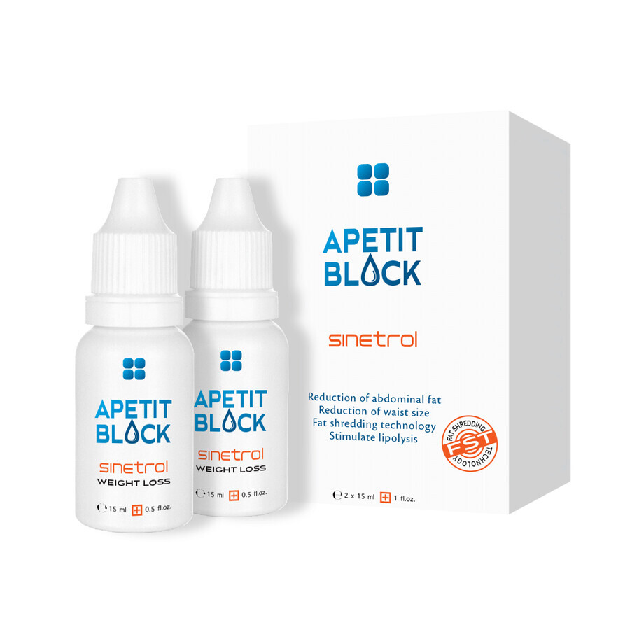 Apetit Block Sinetrol Paket 30 Kapseln + 2 Flaschen x 15 ml – zur Gewichtsreduktion