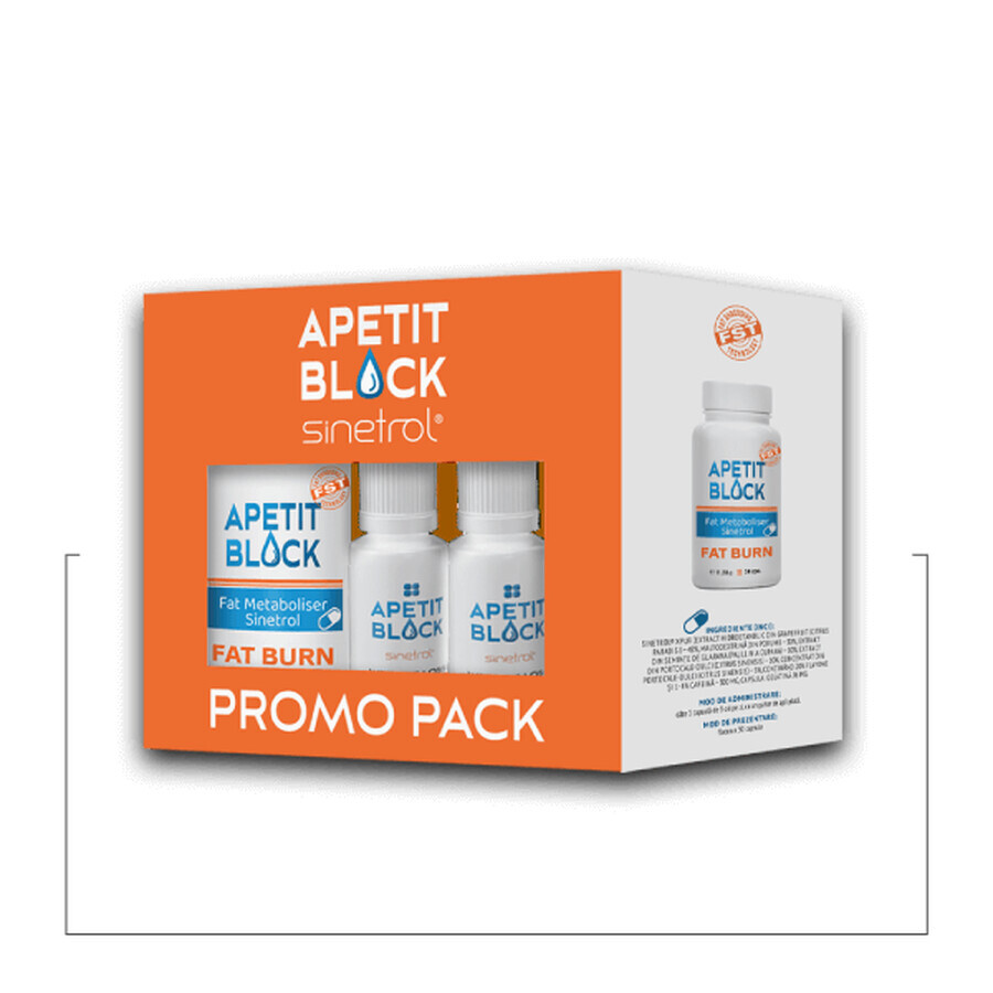 Apetit Block Sinetrol Paket 30 Kapseln + 2 Flaschen x 15 ml – zur Gewichtsreduktion