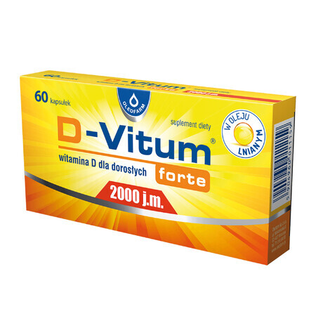 D-Vitum Forte 2000 UI, 60 capsule AMBALAJ DEFECTAT