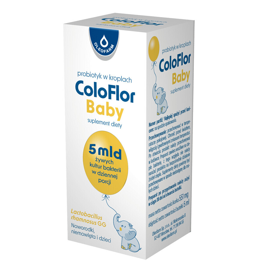 ColoFlor Baby, Tropfen zum Einnehmen für Säuglinge und Kinder von Geburt an, 5 ml KURZFRISTIGE