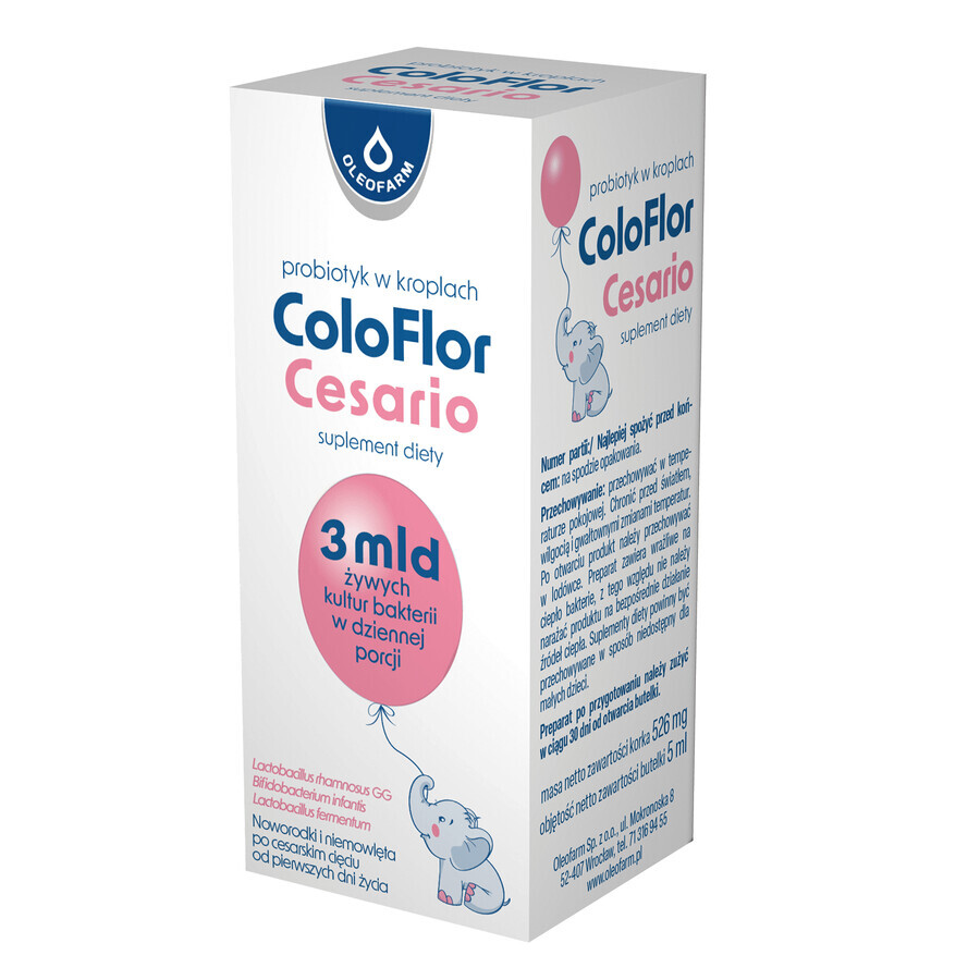 ColoFlor Cesario, orale Tropfen für Säuglinge von Geburt an, nach Kaiserschnitt, 5 ml KURZFRISTIGE