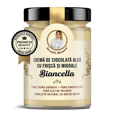 Weiße Schokoladencreme mit Schlagsahne und Mandeln, Biancella, Ramona's Secrets, 350g, Remedia