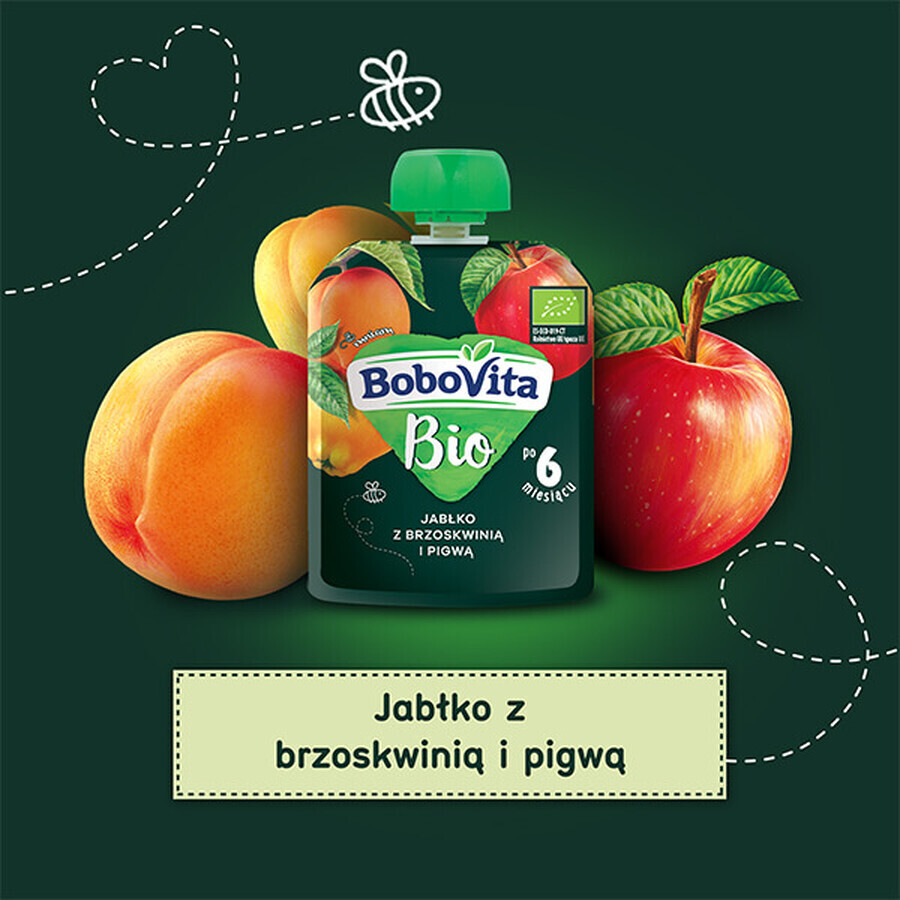 BoboVita Bio Mousse in der Tube, Apfel mit Pfirsich und Quitte, nach 6 Monaten, 80 g SHORT DATE