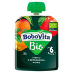 BoboVita Bio Mousse in der Tube, Apfel mit Pfirsich und Quitte, nach 6 Monaten, 80 g SHORT DATE