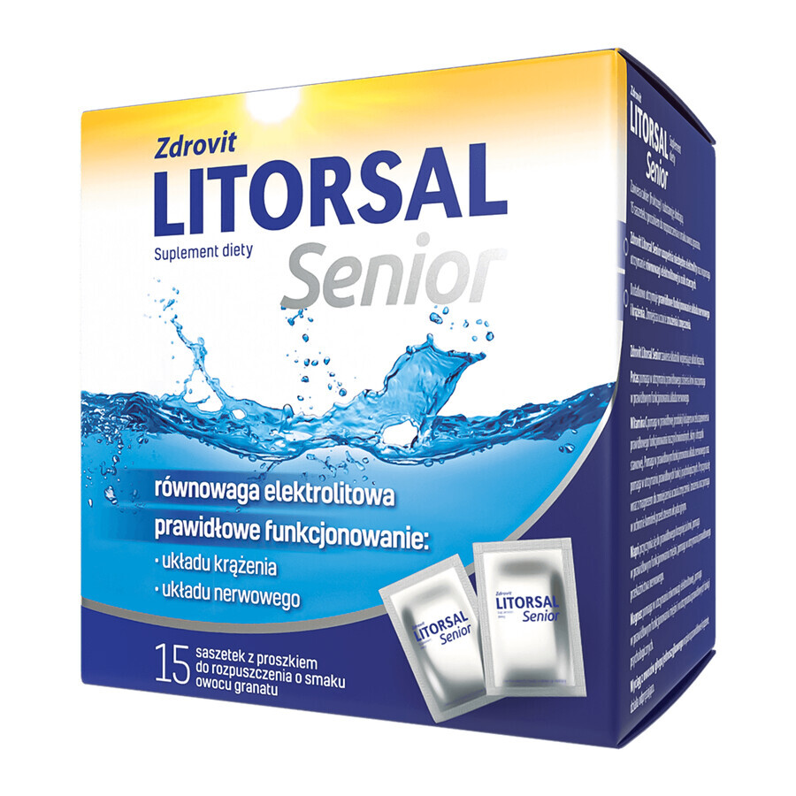 Zdrovit Litorsal Senior, Granatapfelgeschmack, 15 Beutel VERUNREINIGTE VERPACKUNG