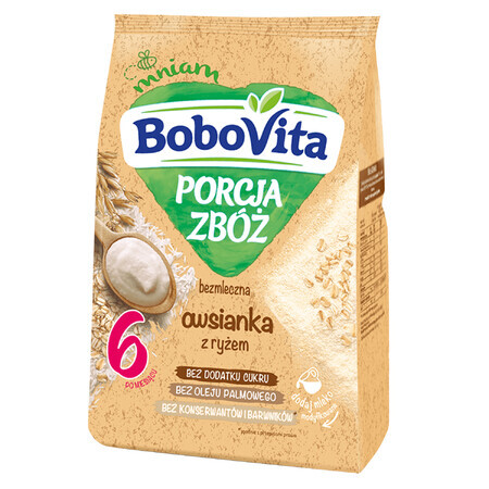 BoboVita Porcja Zbóż Fulgi de ovăz cu orez, fără lapte, fără zahăr adăugat, după 6 luni, 170 g SHORT DATE