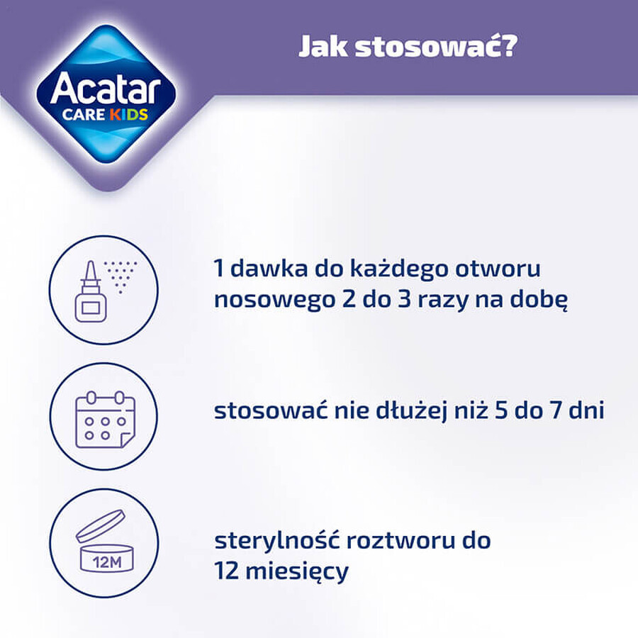 Acatar Care Kids 0,25 mg/ml, Nasenspray für Kinder von 1-6 Jahren, Lösung, 15 ml KURZFRISTIGE