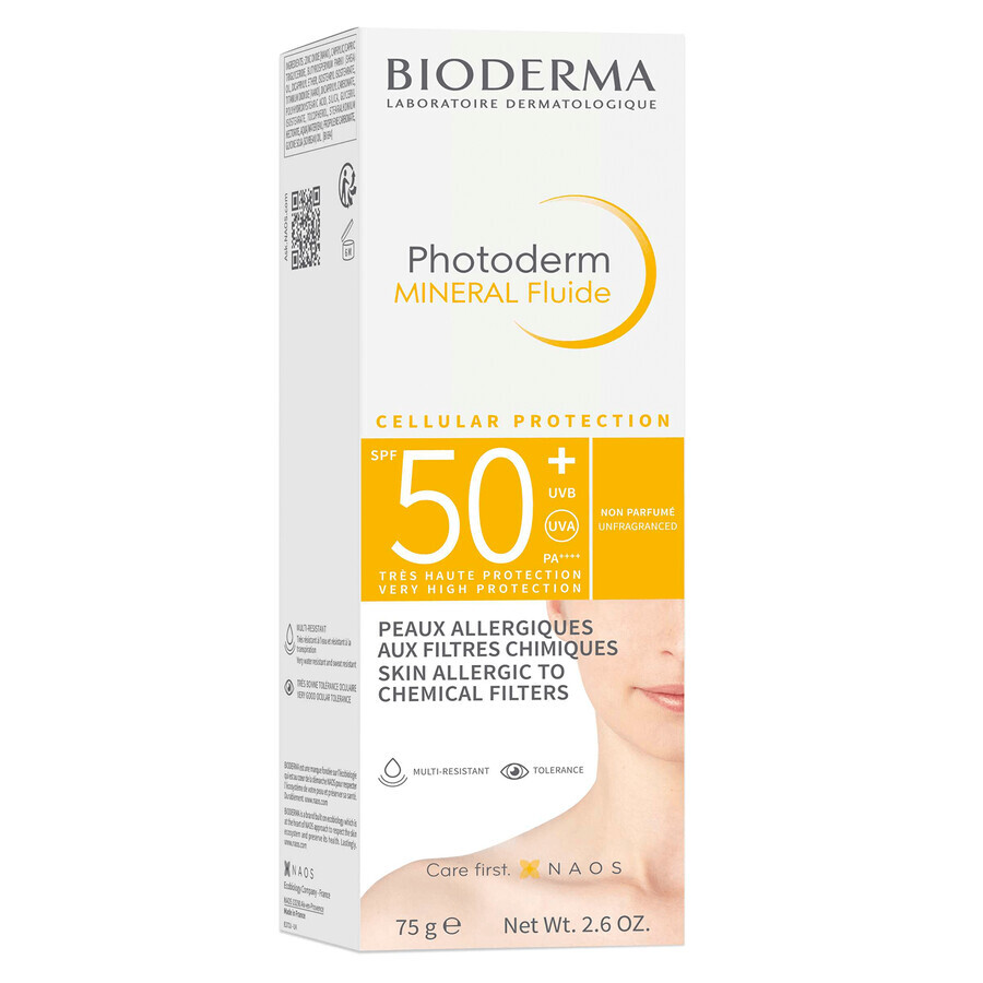 Bioderma Photoderm Mineral Fluide, schützendes Mineralfluid, SPF 50+, 75 g BESCHÄDIGTE VERPACKUNG