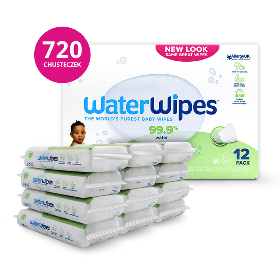 WaterWipes Soapberry Kids Bio, Feuchttücher, Wasser mit Seifenbeerenextrakt, ab Geburt, 12 x 60 Stück BESCHÄDIGTE VERPACKUNG