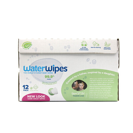 WaterWipes Soapberry Kids Bio, Feuchttücher, Wasser mit Seifenbeerenextrakt, ab Geburt, 12 x 60 Stück BESCHÄDIGTE VERPACKUNG