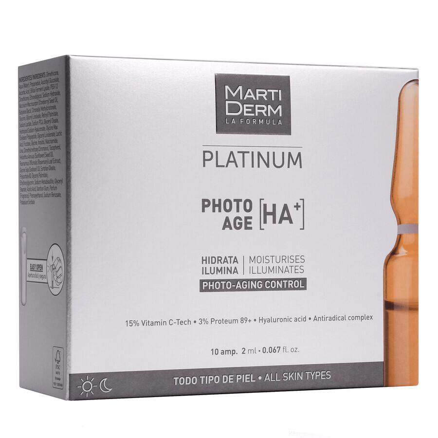 MartiDerm Platinum Photo Age [HA+], siero idratante e illuminante, 2 ml x 10 fiale CONFEZIONE DISTRUTTA