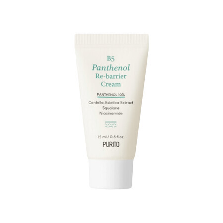 Purito B5 Panthenol Re-Barrier Cream, crema rigenerante con pantenolo, 15 ml