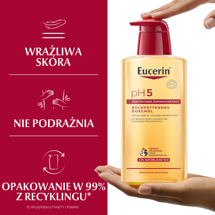 Eucerin Ph5, ulei de curățare cu uleiuri naturale, piele uscată, 400 ml