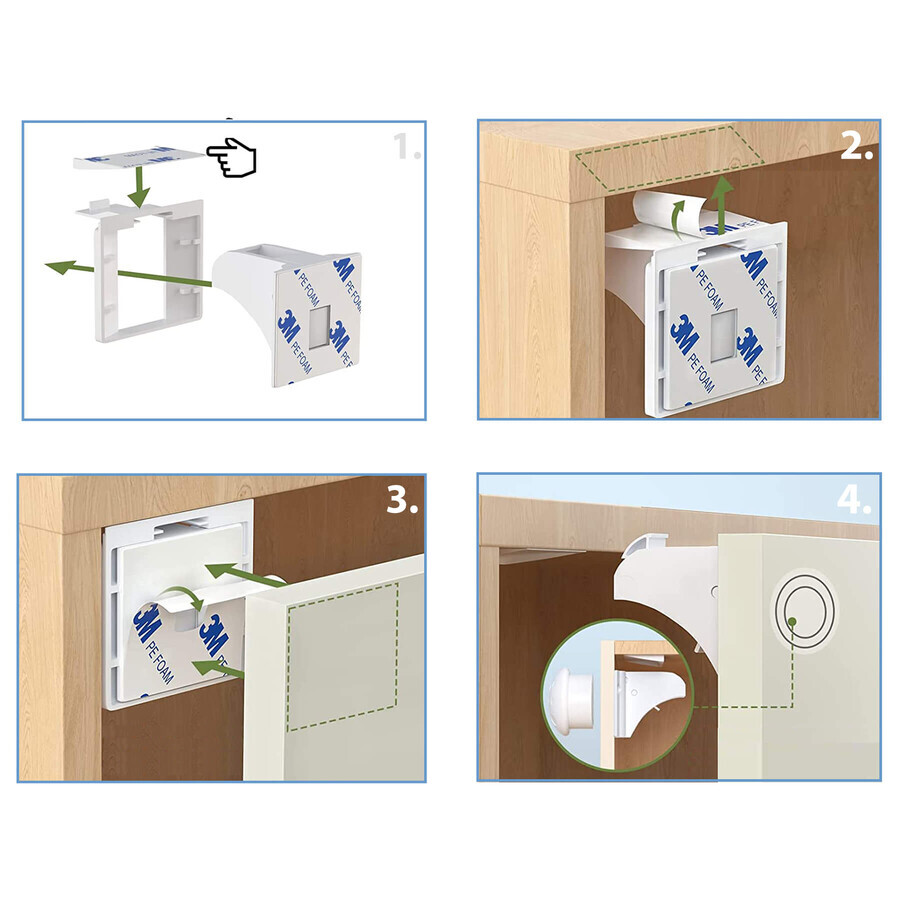 Sipo, magnetischer Schutz für Schränke und Schubladen, 4 Stück