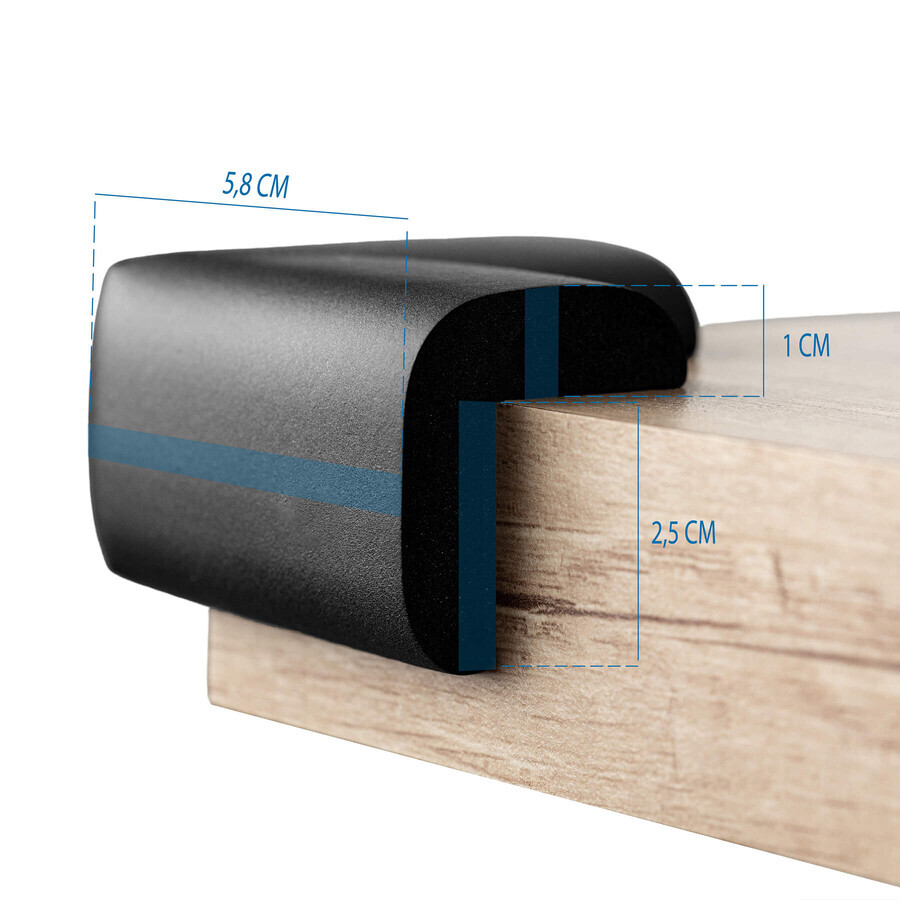 Sipo, angoli in schiuma per bordi e angoli di mobili, nero, 4 pezzi