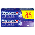 Blend-a-med 3D White, pastă de dinți, Classic Fresh, 2 x 75 ml