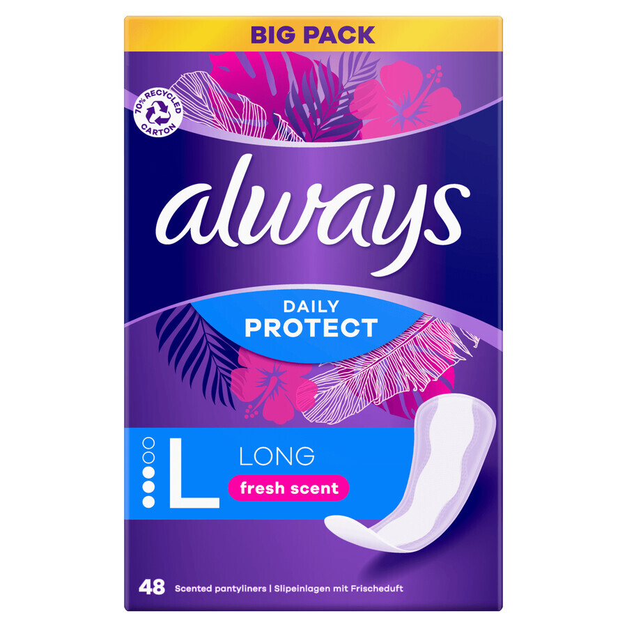 Always Daily Protect, frisch duftende Damenbinden, lang, 48 Stück