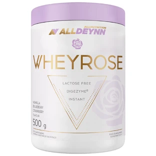 Allnutrition Alldeynn WheyRose, aromă de vanilie și afine cu bucăți de afine liofilizate, 500 g