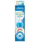 Dr. Brown's, fles-op-speenset, standaardfles, 250 ml + speen, vanaf 6 maanden + mondstuk zonder capsule, blauw