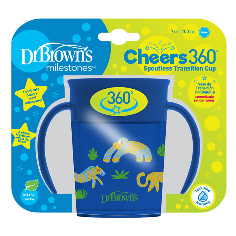 Dr. Brown's, 360° drinkbeker, blauw, 200 ml, vanaf 6 maanden, 1 stuk