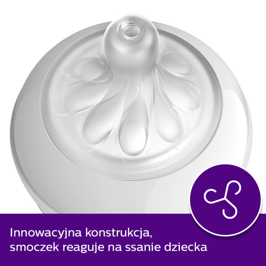 Avent Natural Response, biberon cu tetină reactivă, debit 2, SCY900/01, de la naștere, 125 ml 