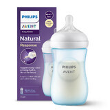 Avent Natural Response, biberón con tetina sensible, azul, flujo 3, SCY903/21, después de 1 mes, 260 ml