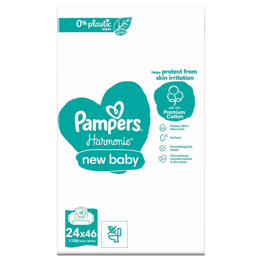 Pampers Harmonie New Baby, Feuchttücher, 24 x 46 Stück