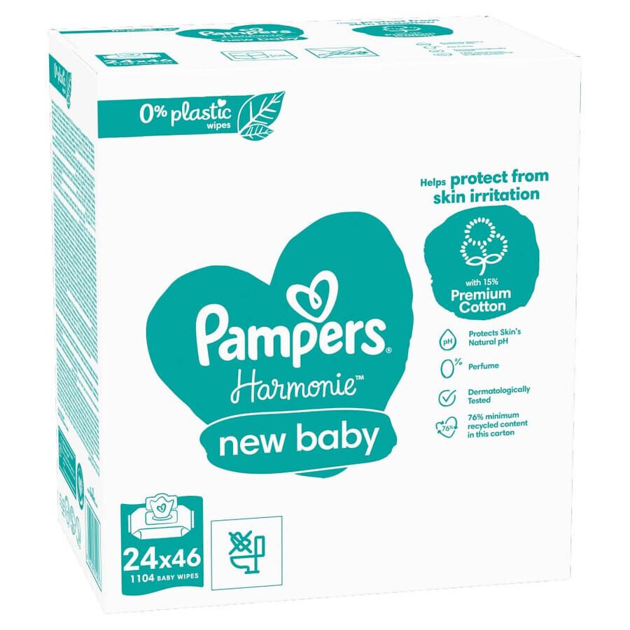 Pampers Harmonie New Baby, Feuchttücher, 24 x 46 Stück