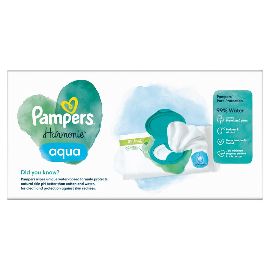 Pampers Harmonie Aqua, șervețele umede, 9 x 48 buc