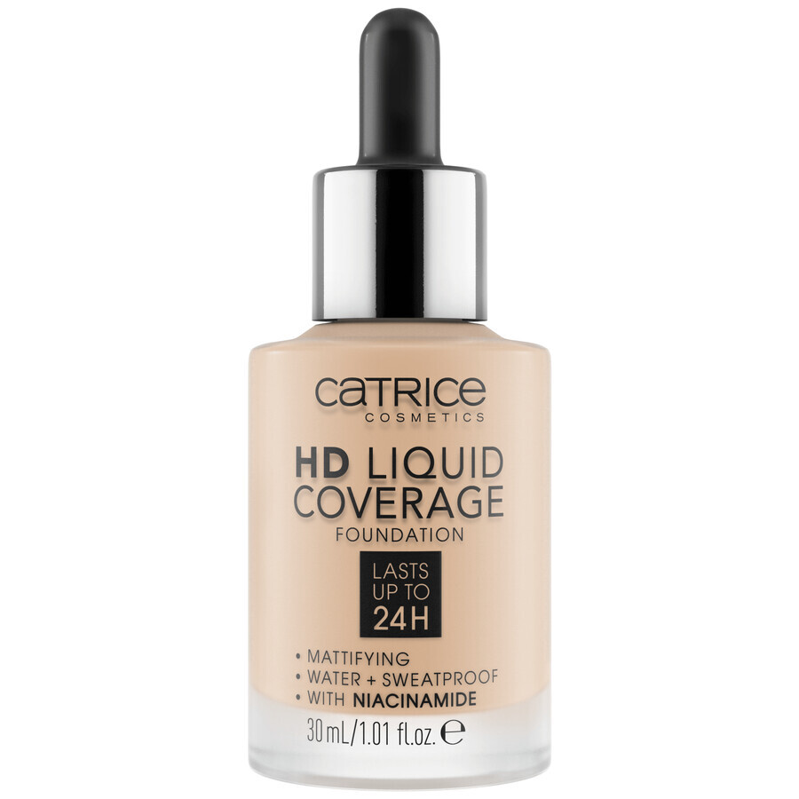 Catrice HD Liquid Coverage Foundation 24H, flüssige Foundation, 010 Light Beige, 30 ml