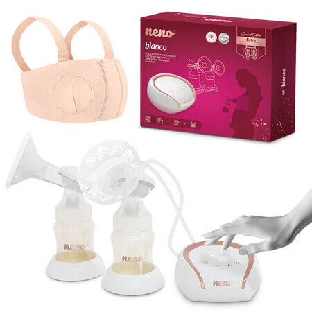 Set Neno Bianco, pompă de sân electrică, dublă, trifazată, fără fir + corset de alăptare