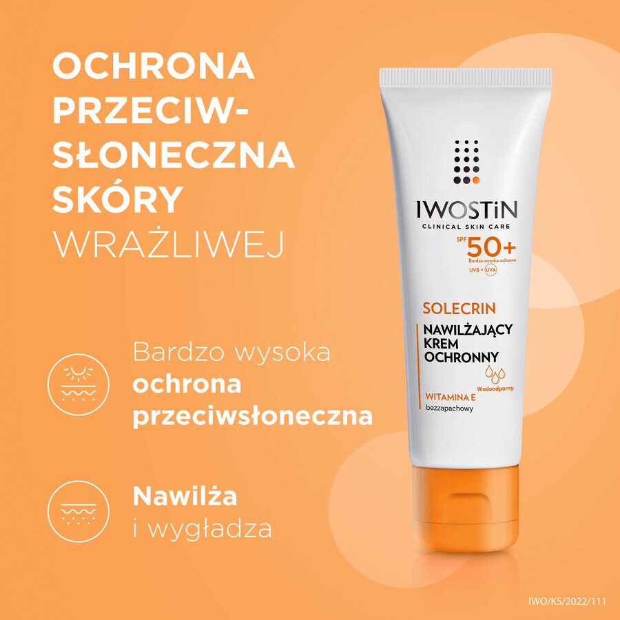 Iwostin Solecrin Set, feuchtigkeitsspendende Schutzcreme, empfindliche, normale und trockene Haut, SPF 50+, 2 x 50 ml + Strandball gratis