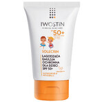 Set Iwostin Solecrin, emulsión protectora ligera para niños mayores de 6 meses, SPF 50+, 2 x 100 ml + pelota de playa de regalo