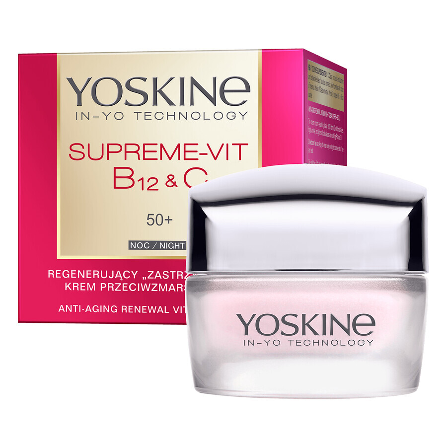 Yoskine Supreme-Vit B12 + C 50+, cremă de noapte regenerantă antirid, 50 ml