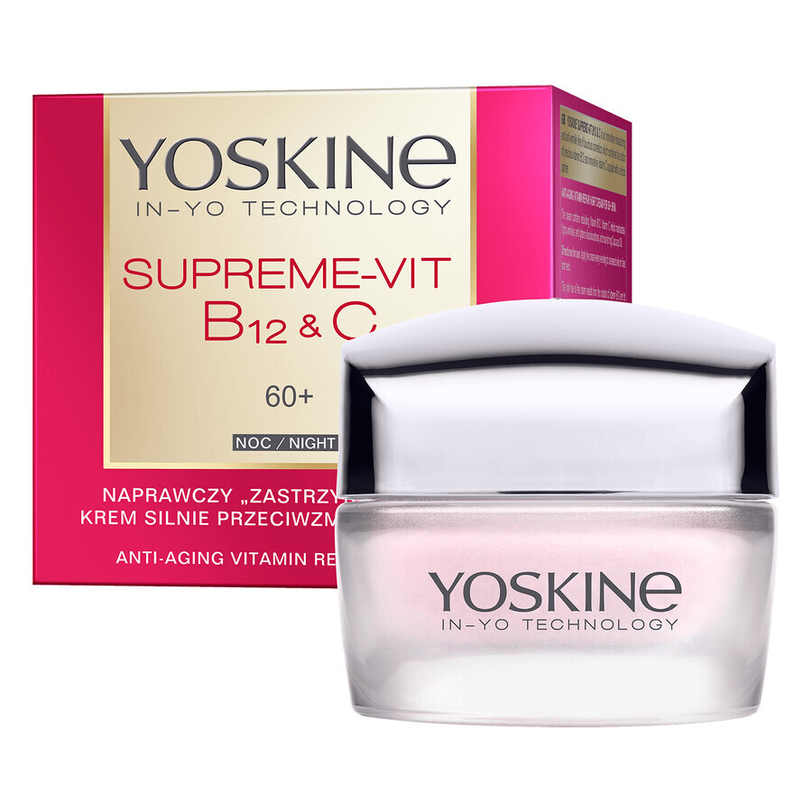 Yoskine Supreme-Vit B12 + C 60+, herstellende sterke anti-rimpel nachtcrème, 50 ml