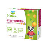 Naturell Zinc + Vitamin C for children, orange flavor, 60 chewable tablets